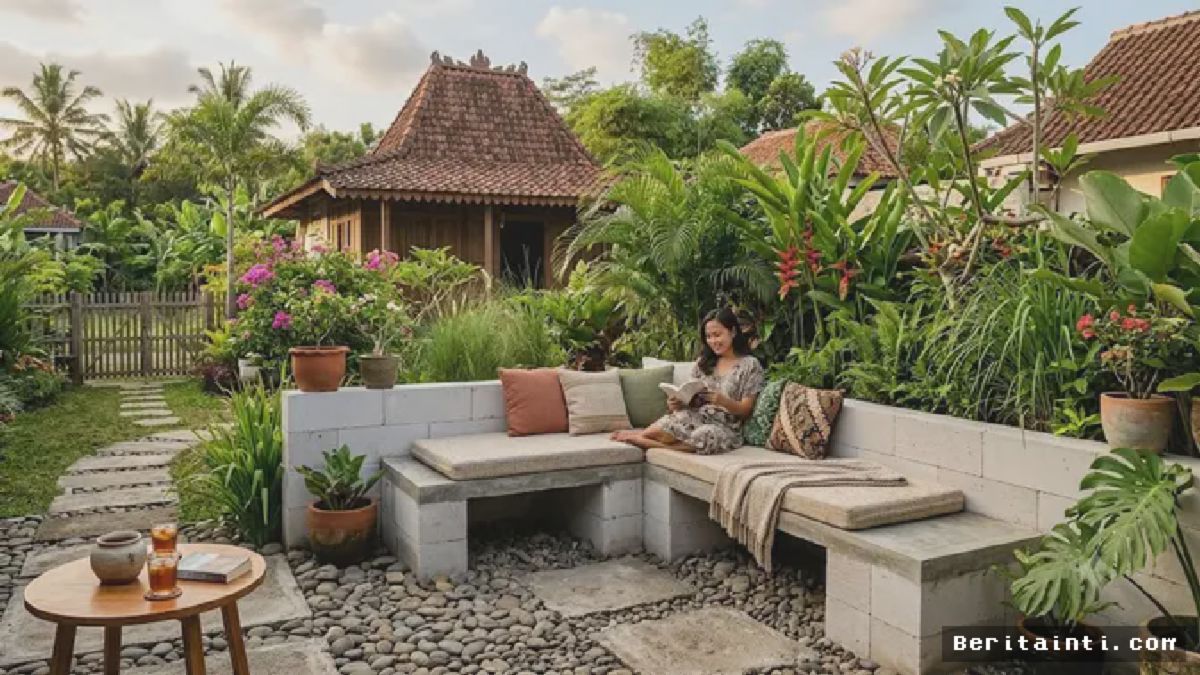 Konsep Outdoor Living Modern Hadirkan Bangku Bata Ringan yang Menyatu dengan Taman